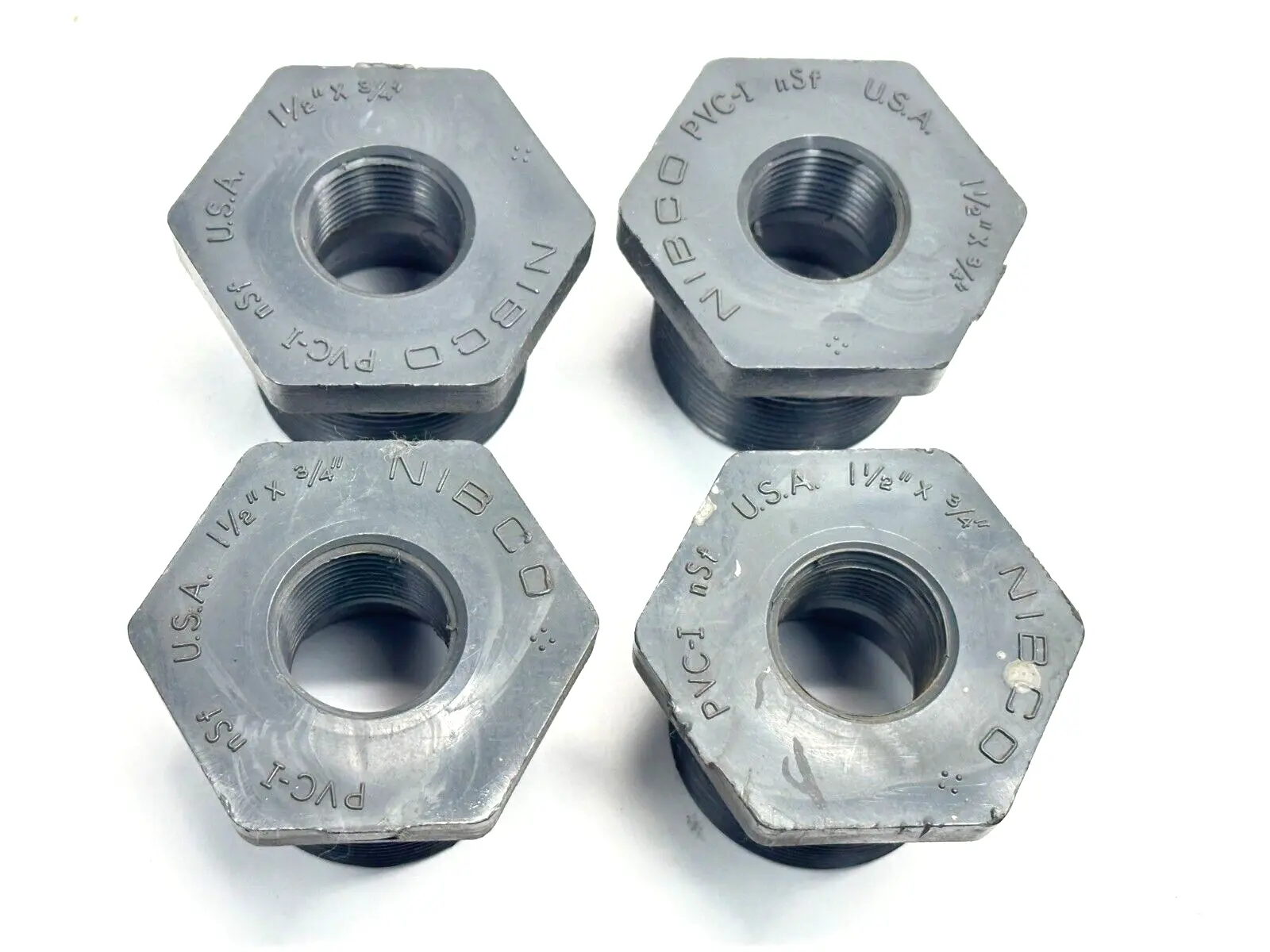 451834, CA15600 | Nibco 451834 1-1/2 x 3/4" Reducer Bushing MPT x FPT CA15600 LOT OF 4 - Used
