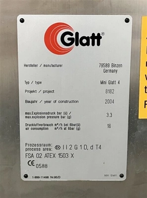 Used MINI-GLATT _UNKNOWN_ Fluid Bed Dryers Connecticut US | DMC Industries #1281554