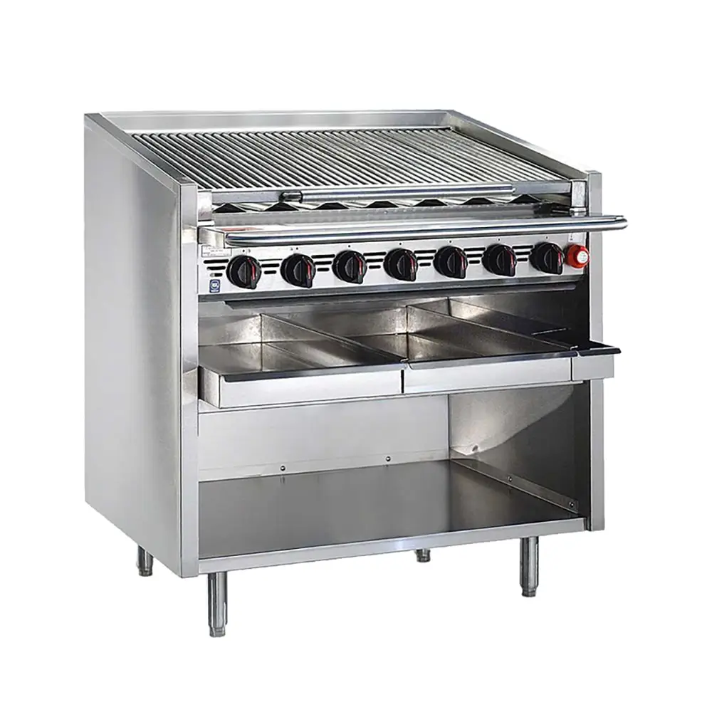 Bakers Pride F-72RS 72" Floor Model Gas Charbroiler W/ Stainless Steel Radiants - (16) Burners, Natural Gas