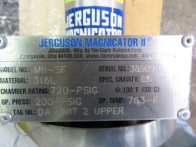 Jerguson Magnificator II Magnetic Liquid Level Indicator model MII-SF Spec. Gravity 0.95 720 Psig 42" Lenght