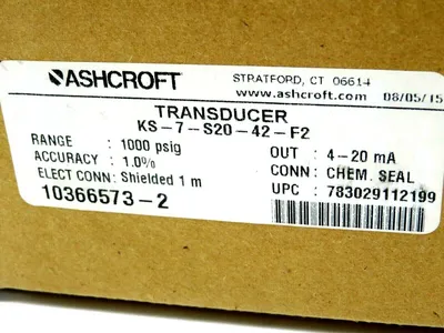 NEW ASHCROFT KS-7-S20-42-F2 TRANSDUCER 1000PSIG KS7S2042F2