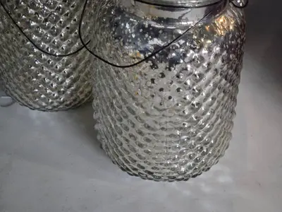 Lot of (4) Brooklyn Mercury Hobnail Hanging Jar 4 1/2" x 6 1/2"