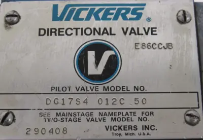 NEW VICKERS DG17S4-012C-50 VALVE 290408 DG17S4012C50