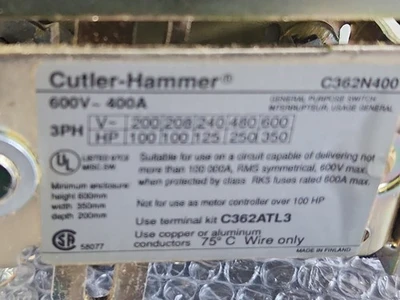 NEW Cutler-Hammer C362N400