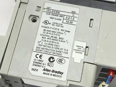 USED ALLEN-BRADLEY SER C IEC OVERLOAD RELAY 0.2-1A W/ 193-EPB PANEL MOUNT