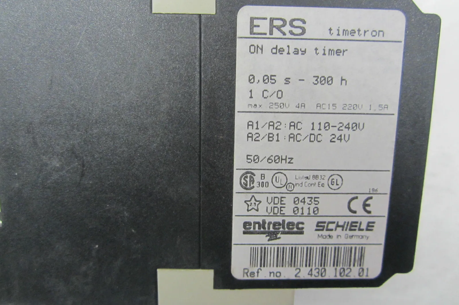 USED ENTRELEC SCHIELE 0.05S-300H DELAY TIMER 005S300H