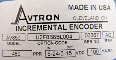 NEW AVTRON AV850U2F8B8BL004 INCREMENTAL ENCODER AV58BL004480 B31515