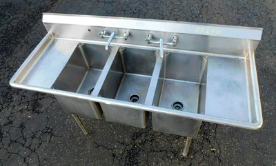 USED SS SINK 3 BAY SINK