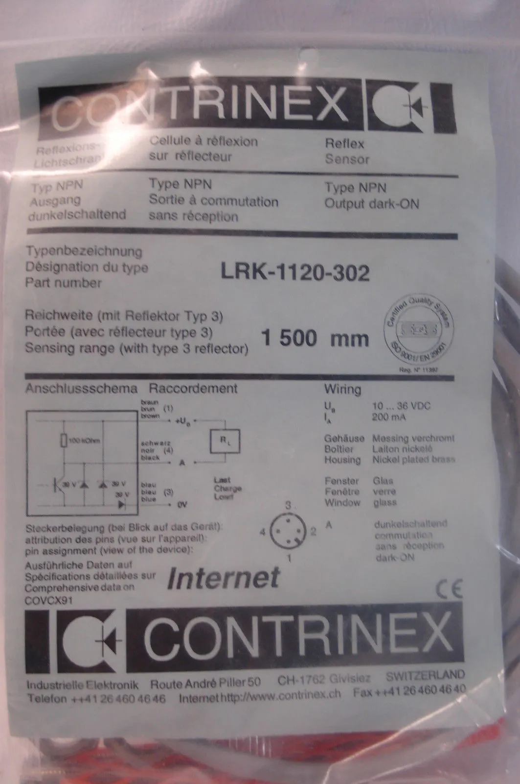 NEW CONTRINEX PHOTOELECTRIC SWITCH LRK-1120-302