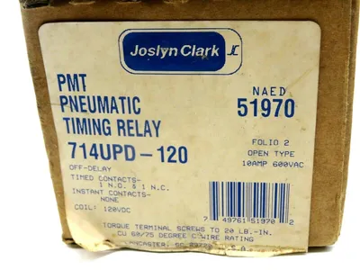 NEW JOSLYN CLARK 714UPD-120 PMT PNEUMATIC TIMING RELAY 10AMP 600VAC 714UPD120
