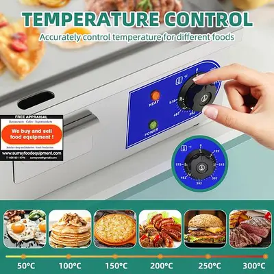 1500W 14" Commercial Electric Griddle Countertop Stainless Steel Flat Top Grill - NON STICK
