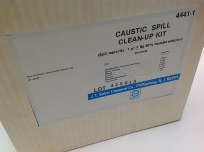 USED J.T. BAKER CAUSTIC SPILL CLEAN-UP KIT