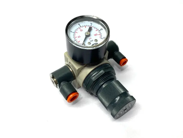 Used Metal Work Pneumatic Regulator 1/4" Ports w/ Pressure Gauge Air Pressure Regulators Michigan US | Maverick Industrial Sales #1389820