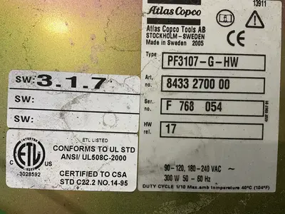 Used 2005 ATLAS COPCO PF3107GHW Electrical Controls Ohio US | HGR 24 #1508061