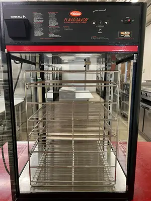 Used Hatco Used Hatco FSDT-2X Tall Two Door Warming Display Merchandiser w/ Rack - 120V Heated Cabinets & Displays Illinois US | Falcon Restaurant Supply #1375663
