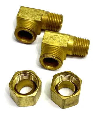 None | Brass Elbow Compression Fitting 8mm OD Tube to 7/16-20 NPT Male Thread LOT OF 2 - New Other