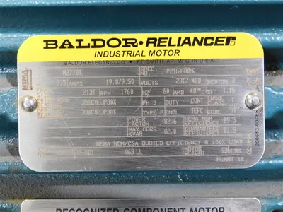 Baldor Reliance M3770T Motor 7.5HP 19/9.5A 230/460V 1760 RPM P21G4902S Used