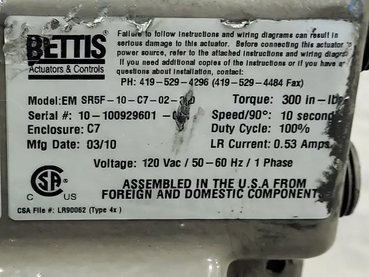 Used BETTIS EM SR5F-10-C7-02-360 Electric Motor Driven Actuators British Columbia CA | Lenmark #255307