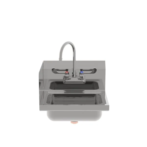 New | in-Stock Atosa New Atosa SH17SL 17" Stainless Hand Sink w/ Left Splash, Wrist Blade Handle & 8" Backsplash Hand Washing and Sanitizing Illinois US | Falcon Restaurant Supply #1373648