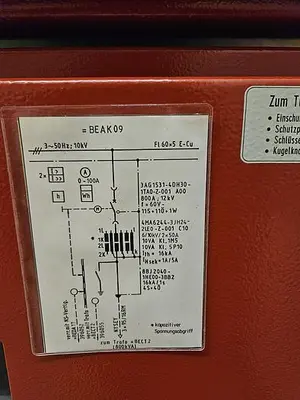 USED 1993 SIEMENS 88J20  10 KV SWITCHGEAR