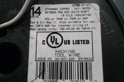 NEW MACHINE TOOL WIRE 14 WHITE