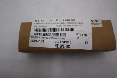 NEW SIEMENS 6ES7 193-4CC20-0AA0 TERMINAL MODULE STOCK G850A
