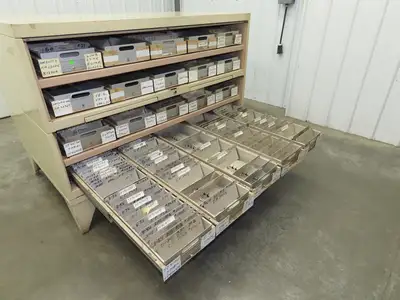 Modular Industrial Storage Cabinet 20 Drawer 61.5x38x34.5" Vintage 17x10" Trays