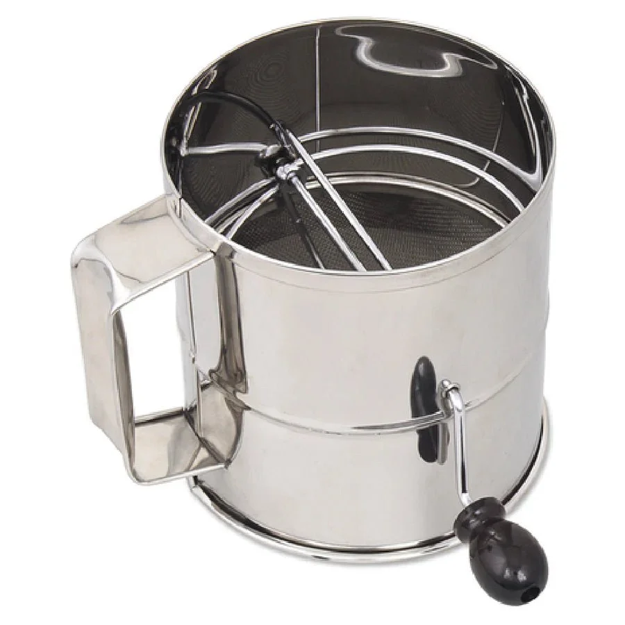 New | in-Stock Browne New Browne 8 cup Stainless Steel Rotary Flour Sifter (1260) Strainers/Shakers-Food Illinois US | Falcon Restaurant Supply #1375059