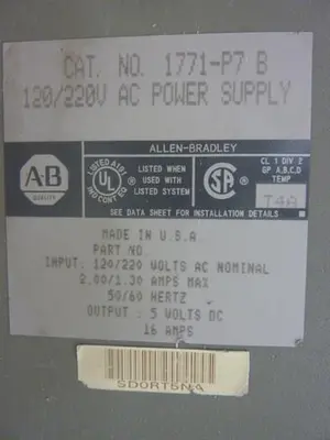 USED ALLEN BRADLEY 1771-P7 SER B
