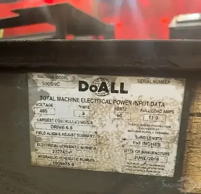 USED 2016 DOALL 500SNC