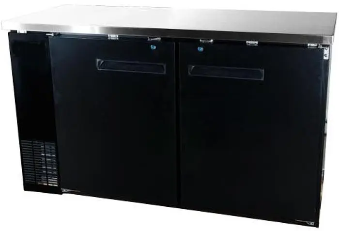 60" Solid Door Back Bar Refrigerator with Stainless Steel Top and LED Lighting -