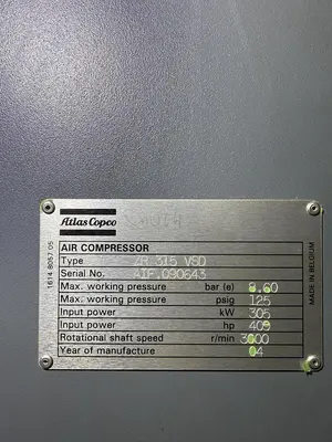 Used ATLAS COPCO ZR315VSD Rotary Screw & Sliding Vane Air Compressors Pennsylvania US | Global Equipment International, LLC #1004592