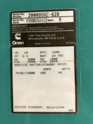 Used CUMMINS 2000DQKC-628 Generators British Columbia CA | Lenmark #277279