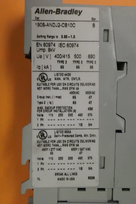 USED Allen-Bradley 140M-C2E-B10  SER B WITH 100-C09D*10 Ser A