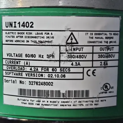 Emerson UNI1402 Control Tecniques Unidrive 50/60Hz (BIN415)