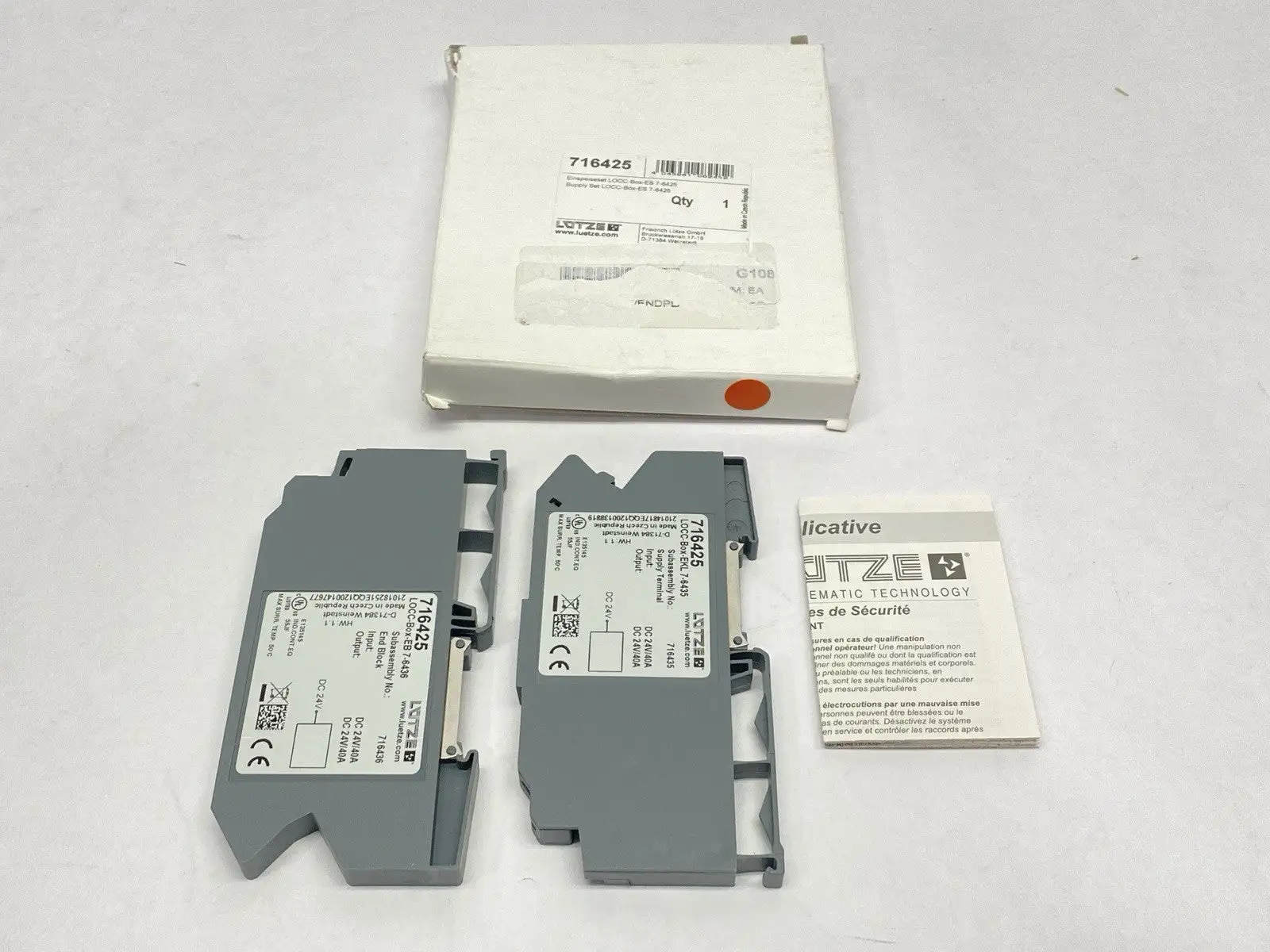 USED LUTZE LOCC-BOX-ES 7-6425 SUPPLY TERMINAL AND END BLOCK 40A