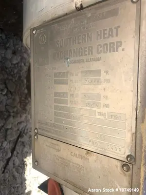 Used – Southern Heat Exchanger 733 sq. ft. Vertical Shell & Tube Heat Exchanger – Carbon Steel Shell, 316L SS Tubes