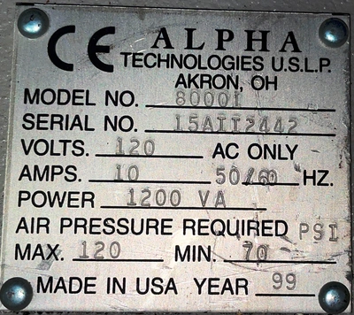 Alpha Technologies ODR 2000 Rheometer, Item # 1950