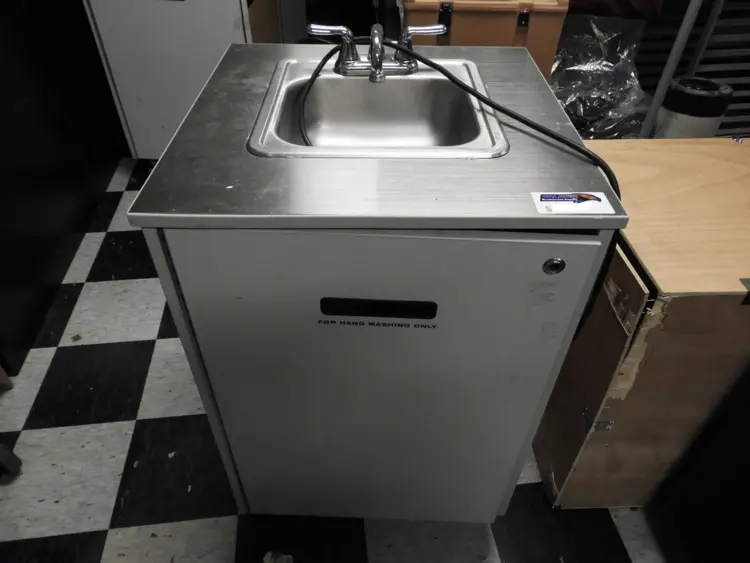 Used Falcon Restaurant Supply Used Self Contained Portable Sink with Pump, Water Heater and Collection Containers Hand Washing and Sanitizing Illinois US | Falcon Restaurant Supply #1376648