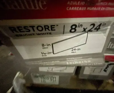 Daltile Restore Ceramic Wall Tile 8 x 24 in White 5 Boxes