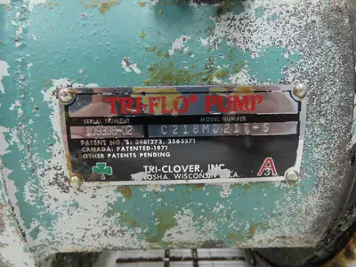 Tri-Clover C218MD21T-S Tri-Flo Sanitary Centrifugal Pump 2"x 1.5" 7.5Hp 3PH