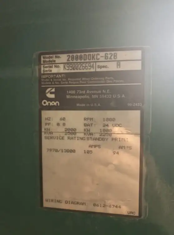 Used CUMMINS 2000DQKC-628 Generators British Columbia CA | Lenmark #277280