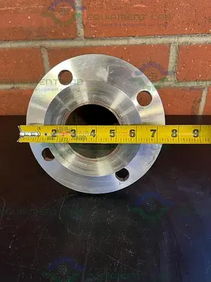 USED MAX PURE 316 STAINLESS STEEL TEE W/ 3" SANITARY FITTING TO 5" FLANGE