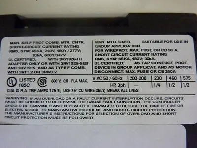 USED SIEMENS 3RV1021-0HA10