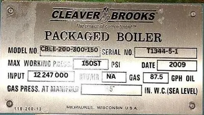 USED 2009 CLEAVER BROOKS CBLE-200-300-150