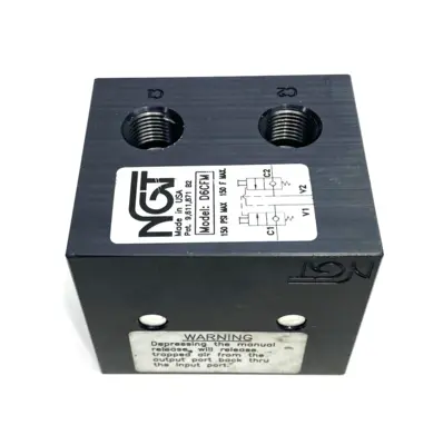 USED NGT DUAL PILOT OPERATED CHECK VALVE, FLUSH MANUAL RELEASE, 150PSI MAX