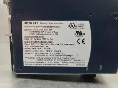 Used PULS UB20.241 20A DC-UPS Control Unit, 24VDC, 28A Power Supply Uninterruptible Power Supplies South Carolina US | Palmetto Automation #1507452