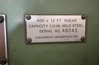 Cincinnati Mdl. 500 x 12 FT X 1/2″ Shear