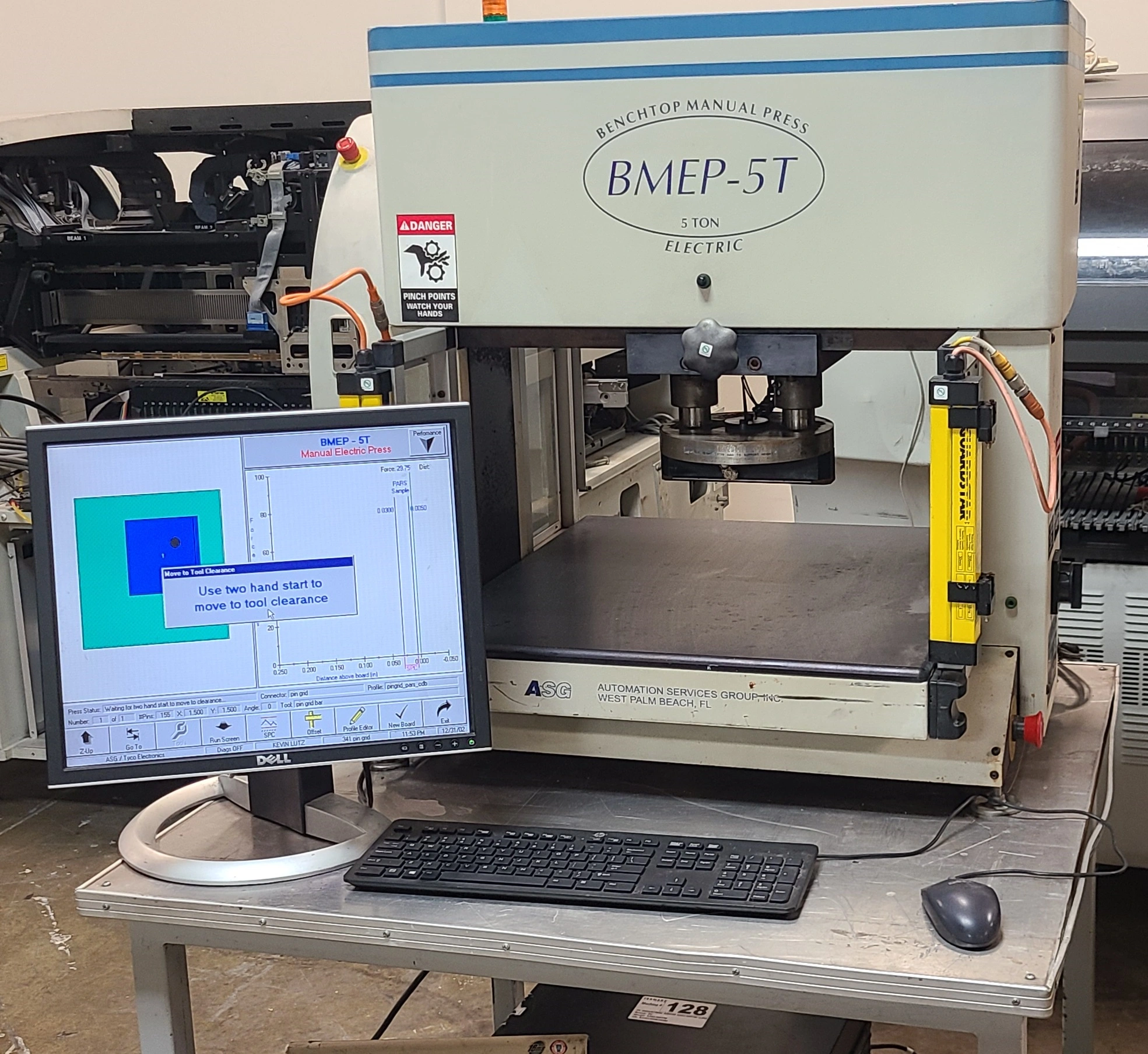 USED 1999 TYCO ASG BMEP-5T BENCHTOP MANUAL CONNECTOR PRESS