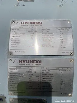 Howden WRVH Series Industrial Rotary Screw Compressor Powered by 400 HP Hyundai Motor